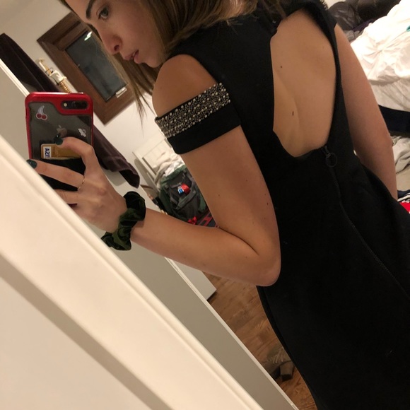 Topshop Black Beaded Sleeve Dress - Picture 3 of 4